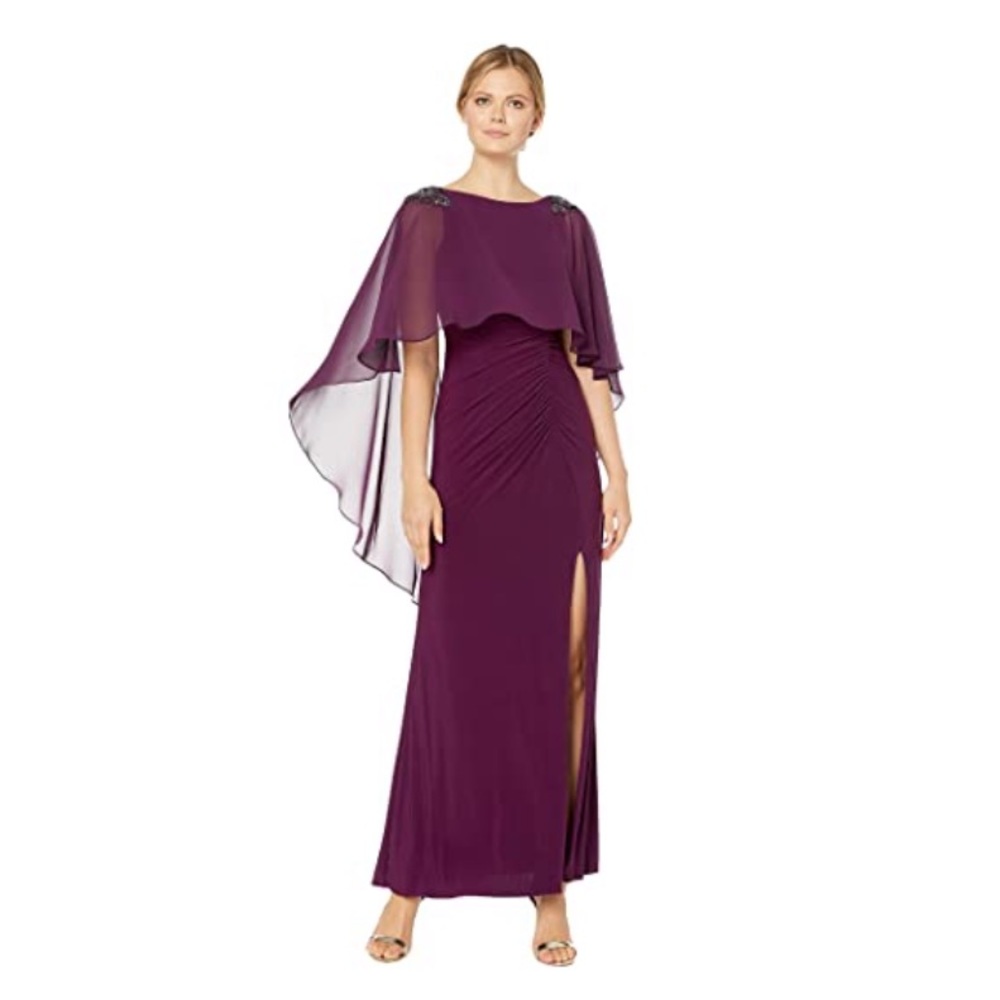 Adrianna Papell Chiffon Capelet Shiraz Gown